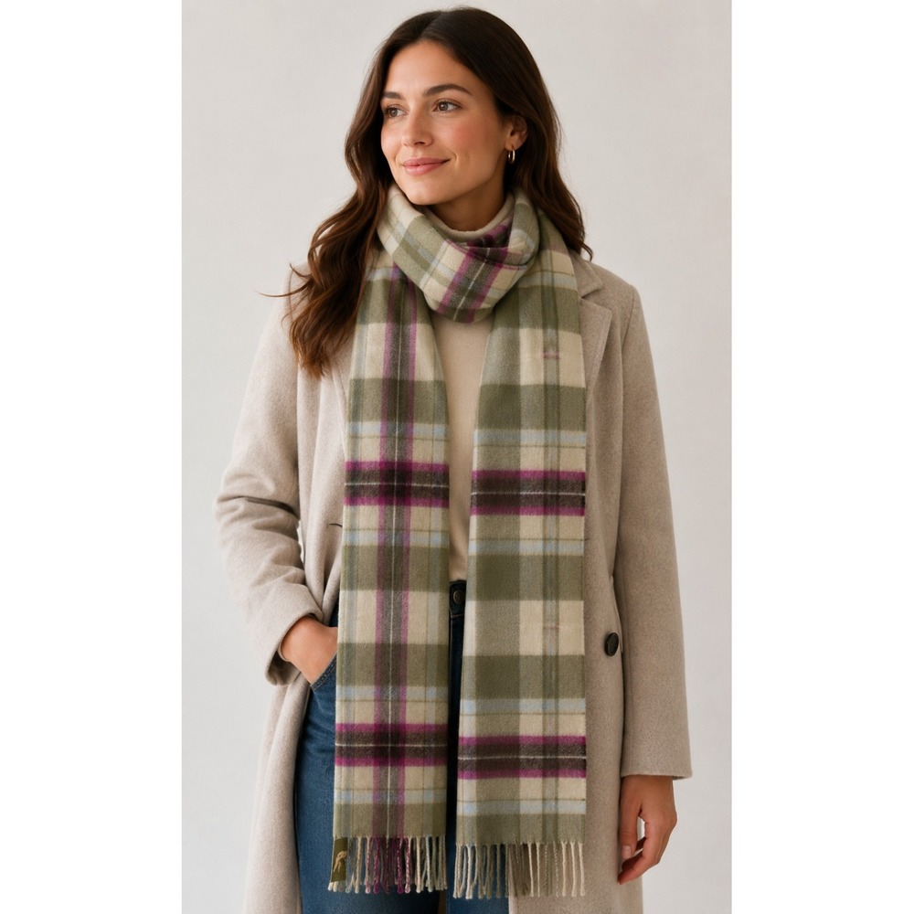 Edinburgh 100% Cashmere Scarf Pink Gray Plaid Preppy Cozy Warm Cute Classic